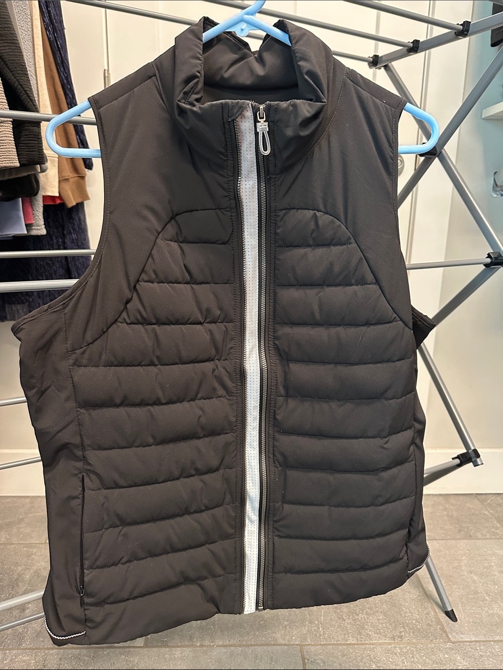 Tangerine Black Quilted Puffer Vest with Silver Zip Lightweight